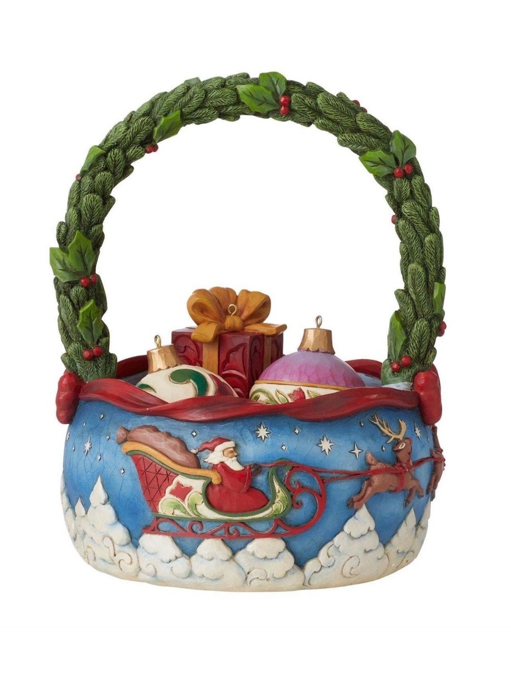 Jim Shore Heartwood Creek 'Tis Christmas Night Santa Sleigh Christmas Basket